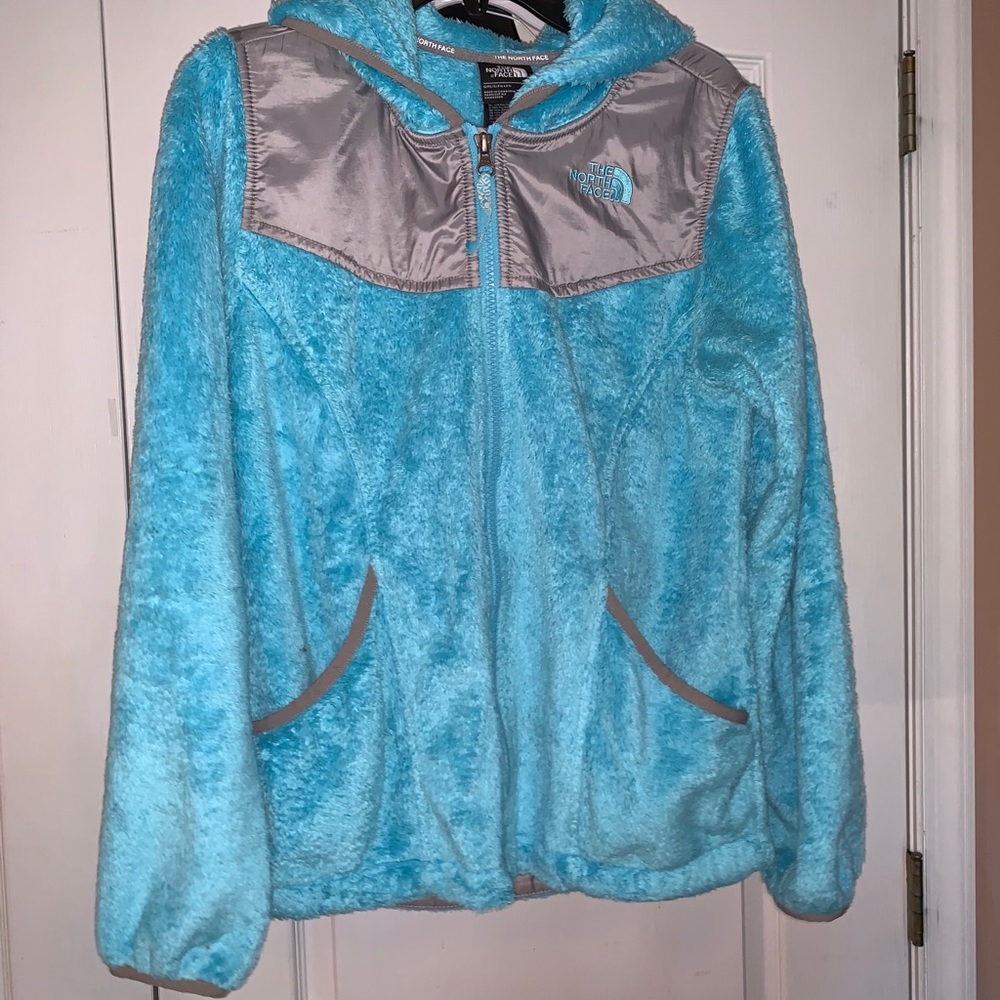 blue north face jacket
